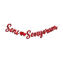 Seni Seviyorum Kaligrafi Banner Kırmızı