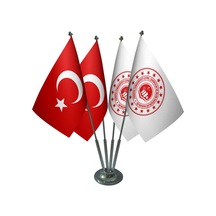 Masa Üstü Çevre Şehircilik Bakanlığı Bayrağı Türk Bayrağı Dörtlü