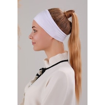 Melodi Scarf Kadın Tesettür Dikişsiz Silikonlu Kaymaz Bandana Spor Bone Beyaz Beyaz-beyaz Beyaz