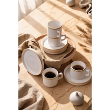 Keramika Mat Beyaz Gold Fileli Stackable Çay Takımı 8 Parça 4 Kişilik