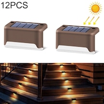 12 Adet Güneş Enerjili Led Bahçe Merdiven Işık Lamba Ip65 Beyaz Işık Kahverengi