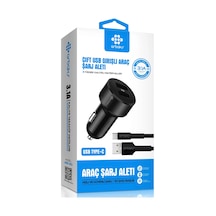Arbaks ARB-605 Pvtrn 3.1A Çift Usb Girişli Type-C Kablolu Araç Şarj Aleti