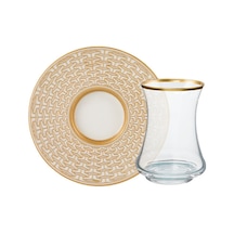 Sandro Moreno 1453 Gravür Asalet Gold 12 Parça 6 Kişilik Çay Seti 150 Ml Renkli