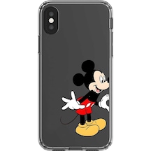 Apple Uyumlu iPhone Xs Max Şeffaf Kılıf Couple Mickey 1 Tasarımlı