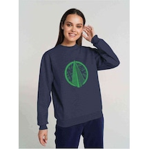 Arrow Logo Classic Baskılı Indigo Mavi Kadın Sweatshirt