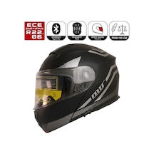 M966 V2 Wx20 Gri Motosiklet Kaskı Güneş Vizörlü Çene Açılır Motorcu Kask Çok Renkli