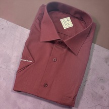 Eren Style Linen Keten Klasik %100 Cotton Kısa Kollu Terletmeyen Gömlek Bordo Eren Style Linen Keten Klasik %100 Cotton Kısa Kollu Terletmeyen Gömlek Bordo