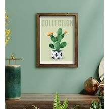 Bk Gift Kaktüs Tasarımlı Doğal Masif Ahşap Çerçeveli Tablo 30X40C (551120380)