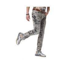 CD718 Parçalı Gri Yıkama Erkek Kot Pantolon Gri