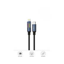 Torima U21 Type-c To Lightning 27 W Led Ekranlı Dayanıklı Örgü Hızlı Şarj Kablosu Siyah