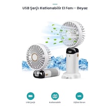 Usb Şarjlı Taşınabilir Katlanabilir El Fanı - Beyaz