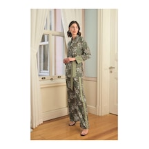 Litae Herşeytrend Çiçek Yaprak Ve Etnik Desenli Pijama Takımı Siyah