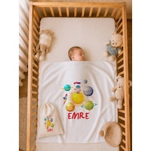 İsim Baskılı Erkek Bebek Battaniyesi %100 Pamuk Çift Kat Penye 80x80 Cm Ham Bez Kıyafet Kesesi Yenidoğan Hediyesi 2056bk0x