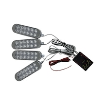 Çakar Lamba 4'lü Set Kumandalı Kırmızı-mavi-beyaz 12-50v / Lapa213-2