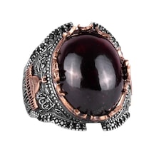 Gümüş Doğal Cabochon Granat Taşlı Yüzük, 925 Ayar Gümüş Yüzük, Farklı Yüzük Gümüş