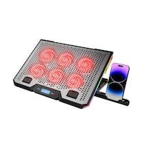 Notebook - Laptop Soğutucu Rgb Işıklı 15.6 Inc 6 Fanlı - Lcd Dijital Ekran 2 Usb Soket 5477