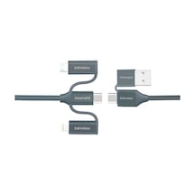 Promate Universal Lightning Type-C Micro-USB Şarj Kablosu Gri