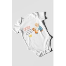 Morivokids Dedeye Özel Kısa Kollu Bebek Body %100 Pamuk Beyaz
