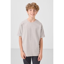 Tommylife Taş Pamuklu Yumuşak Dokulu Oversize Baskılı Erkek Çocuk T-shirt - 11301 Taş