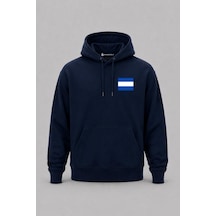 Bahriyeli Collection Kapüşonlu J Harfi Sancak Cep Baskılı Unisex Sweatshirt Lacivert