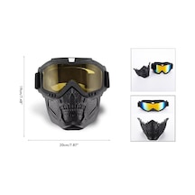 Motosiklet İskelet Maske Gözlük Seti Sarı Cam Çift Fonksiyonlu Universal