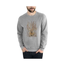 Anime Naruto Itachi Baskılı Gri Erkek Örme Sweatshirt
