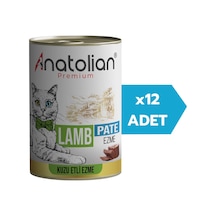 Anatolian Premium Adult Lamb Pate Kuzulu Yetişkin Ezme Kedi Konservesi 12 x 400 G
