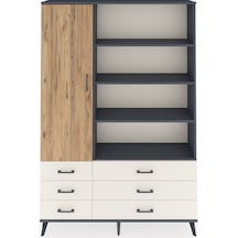 Arges Dolap 8 Raflı 6 Çekmeceli Tek Kapaklı 132x30x195 Antrasit-çam/aytaşı Atlas Çam/aytası