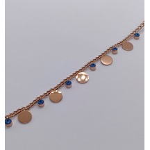 Sapphire Store Rose Gold Renk Nazar Boncuklu ve Metal Plaka Detaylı Halhal Gold