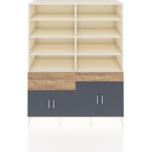 Kronos Gardrop 10 Raflı 2 Çekmeceli 4 Kapaklı 176x59x221 Aytaşı-antrasit/çam Antrasit/çam