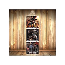 Captan America Tasarımlı Üçlü Retro Ahşap Poster Ü334 Çok Renkli - 743297359 Çok Renkli