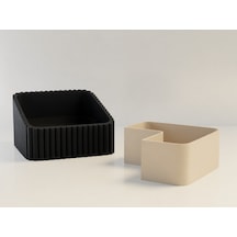 Gees Global 3d Baskı Fıstık Kasesi - Çift Hazneli Kabuk Ayırıcı Sunum Kasesi - Siyah Bej Gbzs