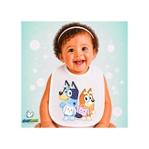 Bluey Keten Bebek Mama Önlüğü Yumuşak - Emici - Yıkanabilir - Özel Tasarım P020 Çok Renkli