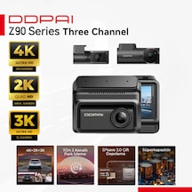 Z90 Araç Kamerası Ön Arka İç Kamera 3 Kanallı Full Hd Kayıt Geniş Açı Döngüsel Kayıt