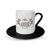 Kişiye Özel Yılın En İyi Annesi Siyah Türk Kahvesi Fincanı - 3