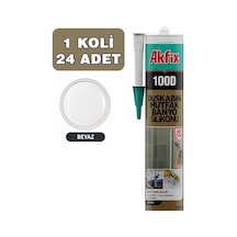 Akfix 100d Duş Kabini Mutfak Banyo Silikonu 280ml, Beyaz, 1 Koli 24 Adet Çok Renkli