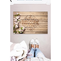 Tr Welcome Ahşap Desenli Dekoratif Çok Amaçlı İç Ve Dış Mekan Kapı Önü Paspası 45x70 Diğer