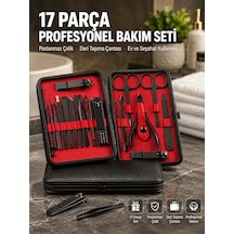Deri Çantalı Siyah Paslanmaz Çelik 17 Parça Manikür Pedikür Seti