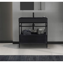 Orka Vegas 60 Alt Modül + Lavabo Siyah Metalık Antrasit Diğer
