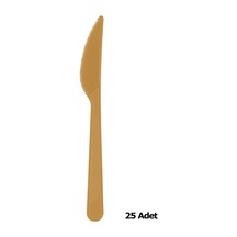 Plastik Gold Altın Renkli Lüx Parti Doğum Günü Bıçak - 18 Cm. - 25 Adetlik Paket Altın