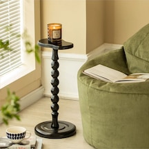 Simillo Wood Wooden Ahşap Yan Sehpa Tekli Modern 50 Cm Siyah Renk Siyah