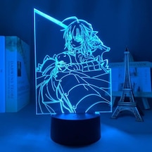 Goldenqian Anime Fate Hayranları Için 3d Nightlight Kaldı 16 Renk Dekor Illusion Uzaktan Kumandalı Led Lamba, Manga Fate Stay Şekil Noel Hediyesi Oyuncaklar Çocuklar / Erkekler 3g0ydu Siyah