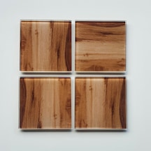 Decorita Cam Bardak Altlığı Yeni Ahşap Desen 4'lü Takım 10 x 10 CM Çok Renkli