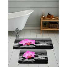 Rovigo Home Baskılı Kaymaz Taban 2 Li Banyo Paspas Takım Rvg5055-100X60-60X50 Çok Renkli