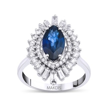 2.70 Karat Safir Pırlanta Yüzük Beyaz Altın