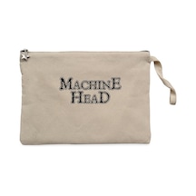 Machine Head Text Krem Clutch Astarlı Cüzdan / El Çantası Krem