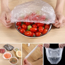 100 Adet Lastikli Tazeliği Koruyan Tencere Ve Tabak Bonesi Esnek Strech Kapak Şeffaf