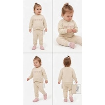 Pekminibebe 6/24 Ay Nakışlı Penye Bebek Takımı Krem