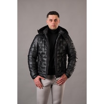 Regular Fit Kapşonlu Astarlı Kapitone Erkek Mont 001