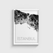 İstanbul Şehir Haritası Tablo Çerçeveli Poster Duvar Dekorasyonu Beyaz Çerçeveli Tablo Beyaz Çerçeveli Tablo Dn11d170beyaz